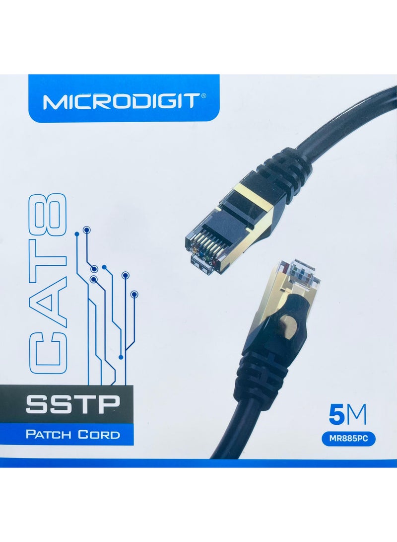 Micro Digit CAT8 SSTP Ethernet Cable 5m – 10Gbps High-Speed Gold-Plated RJ45 Network Patch Cord - MR885PC - Image 1